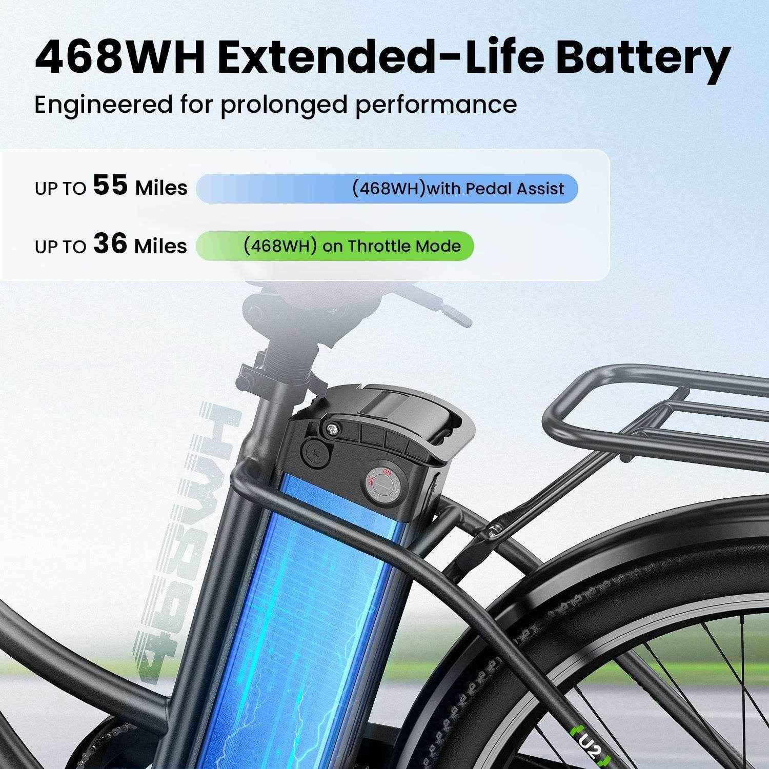 Finbike U2 Step-Thru Electric Bike 36V 13Ah Battery 75km Range