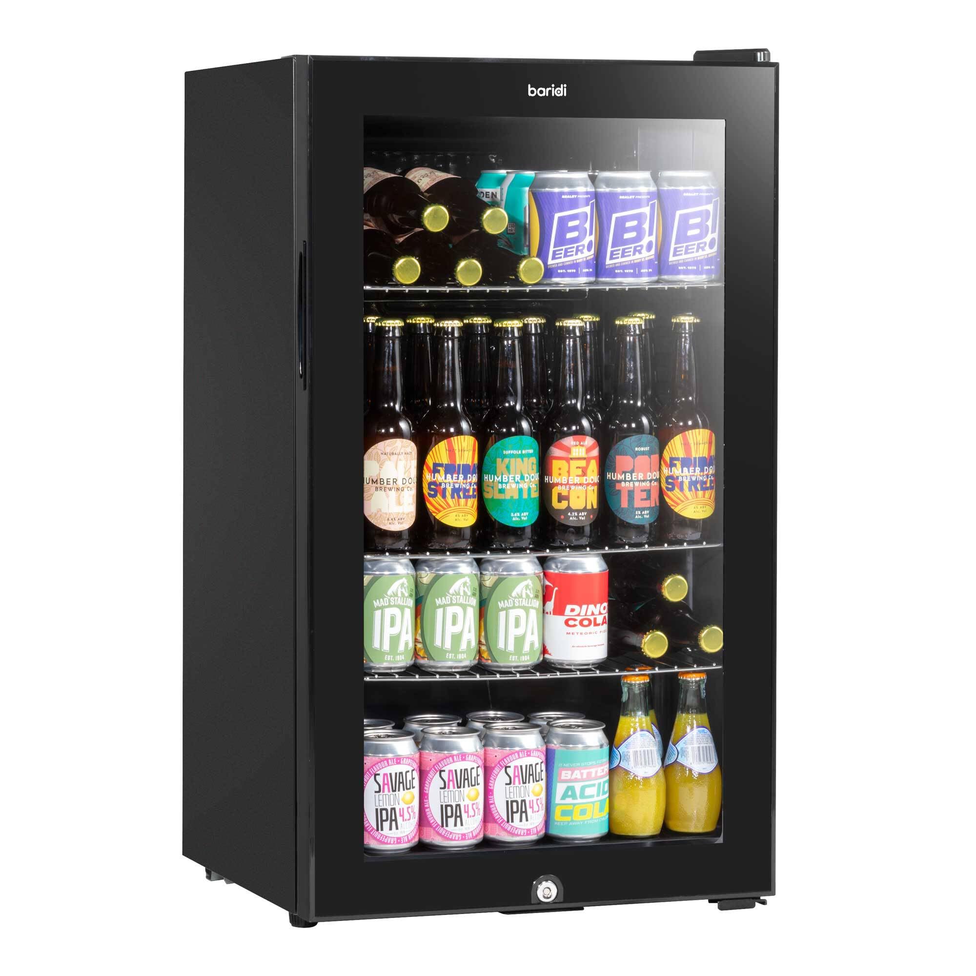 85L Under Counter Drinks/Beer & Wine Cooler Fridge with Light, Black - DH13