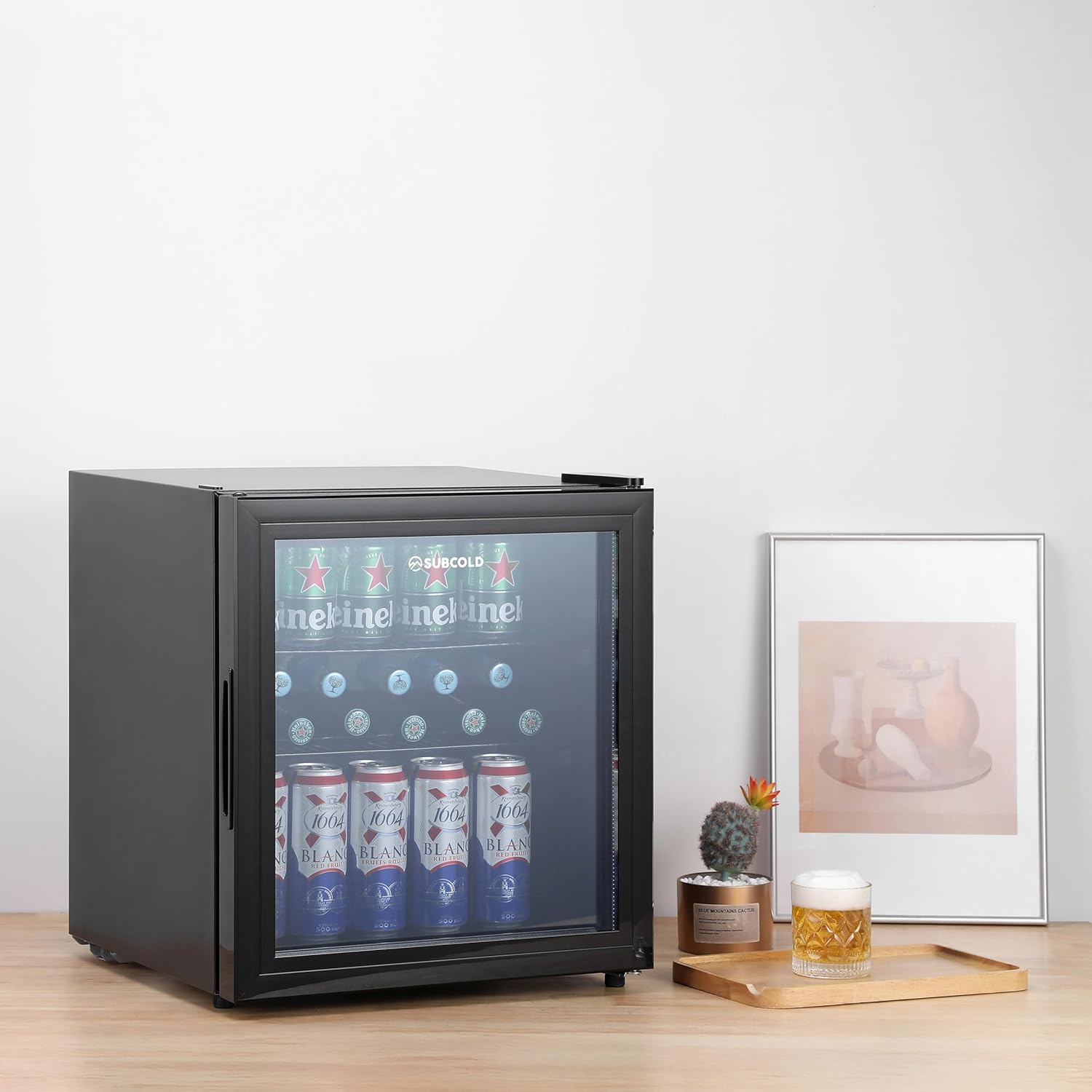 Mini Fridge 50L with Glass Door – Quiet Drinks & Beer Cooler with LED Light | Compact Small Fridge for Bedrooms, Gaming Rooms, Man Caves, Offices & Home Bars – Energy Efficient