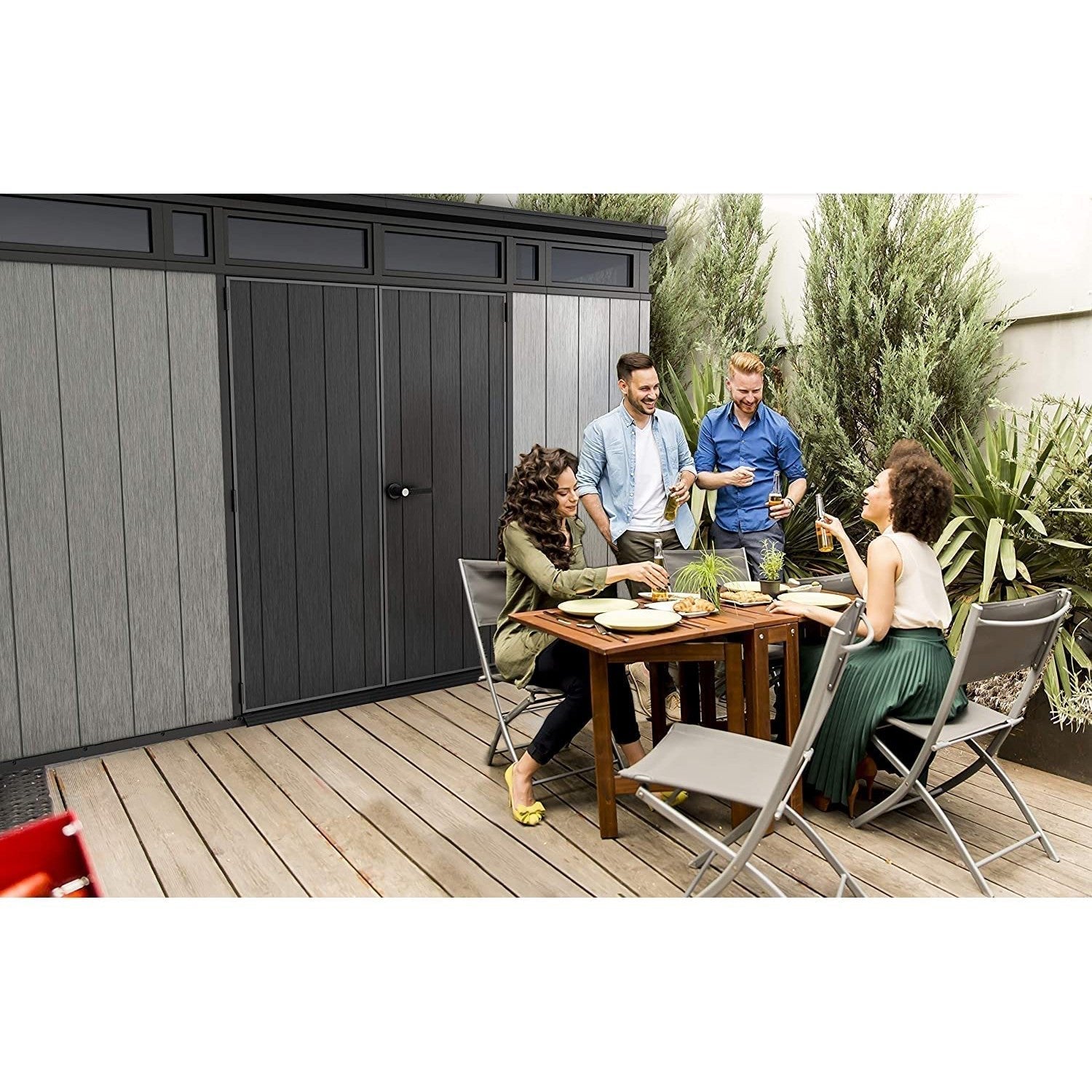 11x 7 Artisan Heavy Duty Plastic Pent Shed – Grey