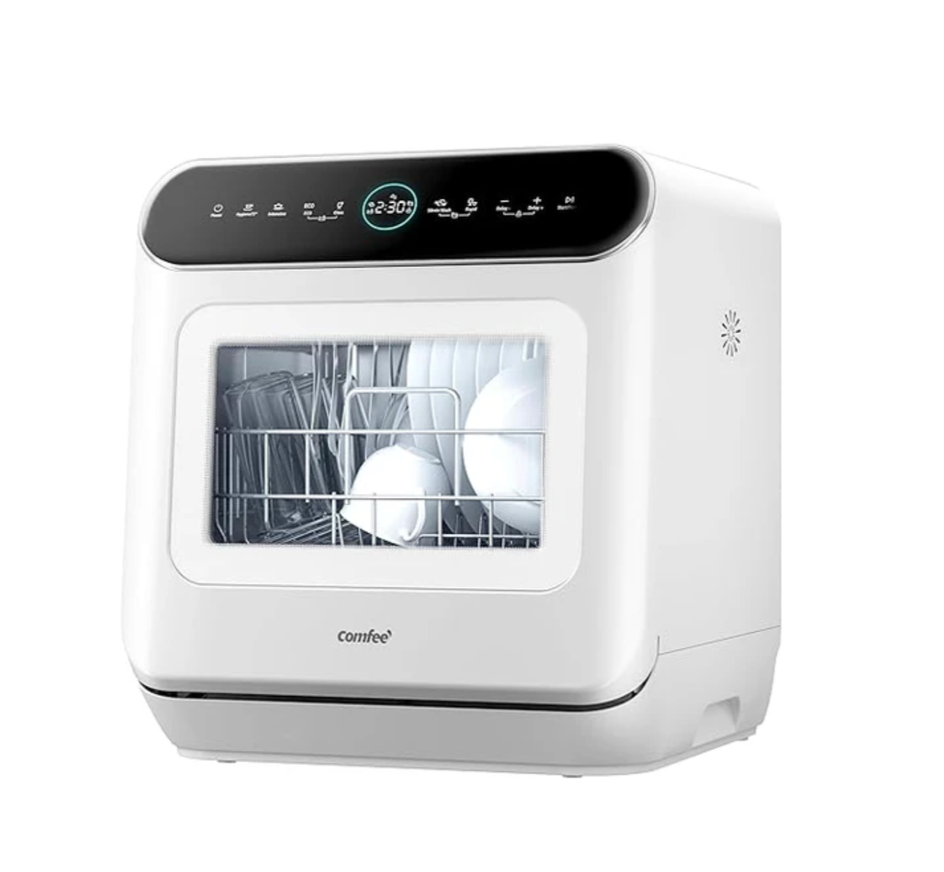 Mini Plus Dishwasher Compact Table Top Countertop Dishwasher with Built-in 6L Water Tank, Hygiene Wash, Auto Door Open Drying, Energy Class D - White