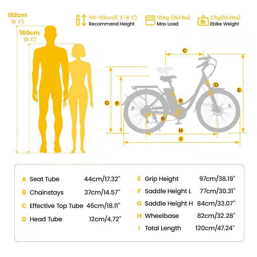 Finbike U2 Step-Thru Electric Bike 36V 13Ah Battery 75km Range