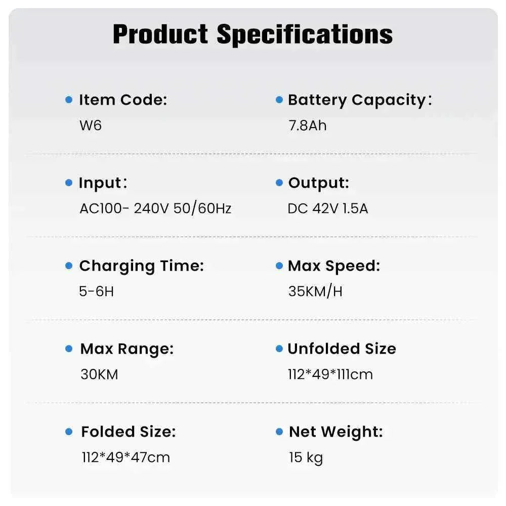 Finbike W6 Commuter Electric Scooter 500W Motor 36V 7.8Ah Battery