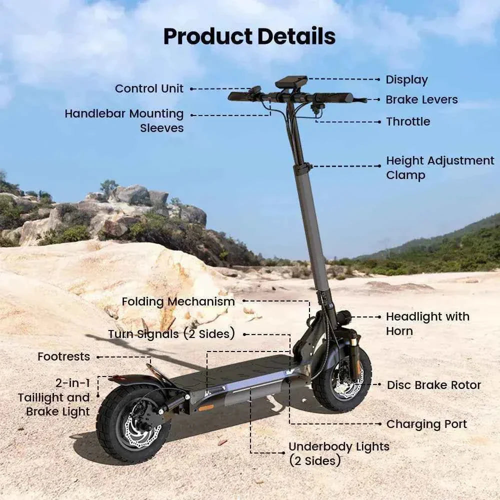 Finbike W9 Electric Scooter 48V 1000W Motor 10" Off-Road Tires