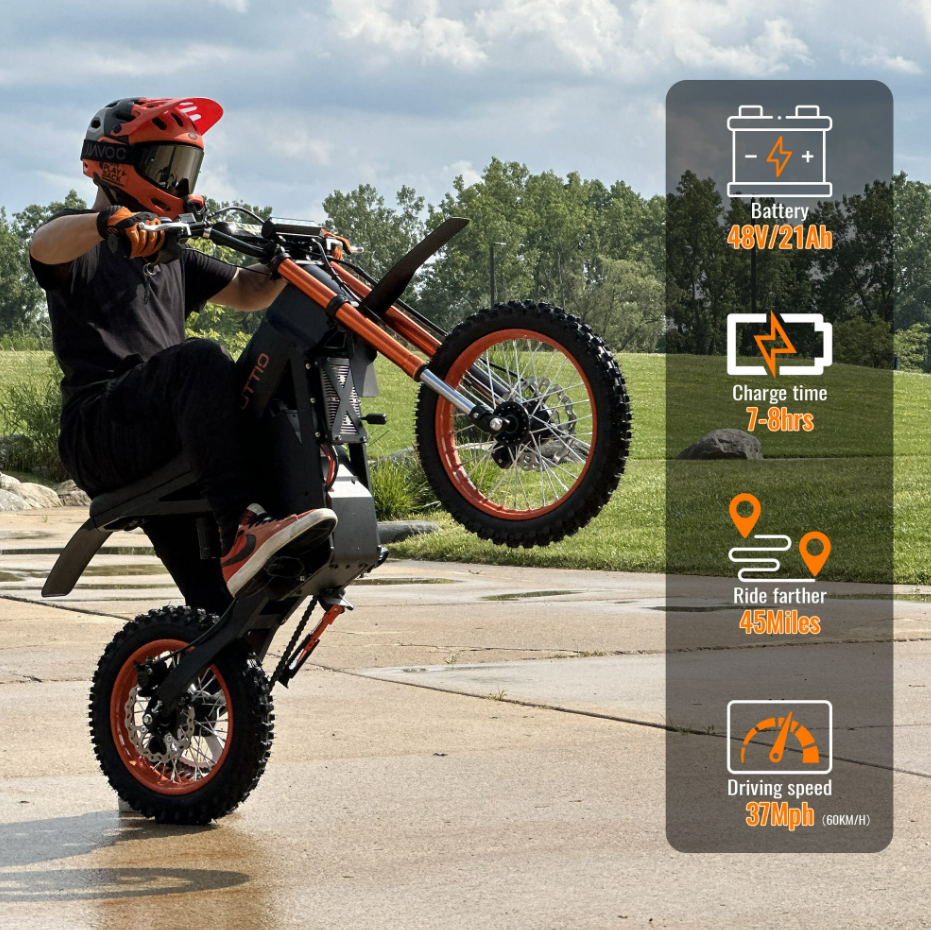 TUTTIO Soleil01 Electric Dirt Bike for Adults 200N.m High Torque 2000W Motor 48V 21Ah Battery Top Speed 37Mph All-terrain Electric Bicycles
