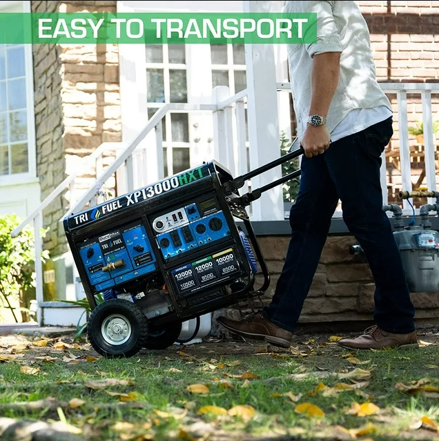 DuroMax XP13000HXT 13,000 Watt Electric Start Tri-Fuel Natural Gas/Propane/Gas Powered Portable Generator w/ CO Alert