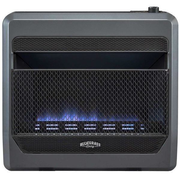 Bluegrass Living Natural Gas Vent Free Blue Flame Gas Space Heater With Blower and Base Feet – 30,000 BTU, T-Stat Control – Model# B30TNB-BB
