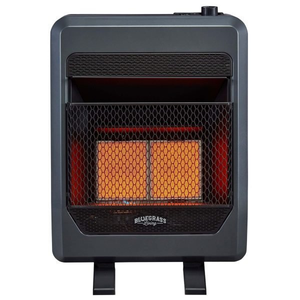 Bluegrass Living Natural Gas Vent Free Infrared Gas Space Heater With Blower and Base Feet – 20,000 BTU, T-Stat Control – Model# B20TNIR-BB