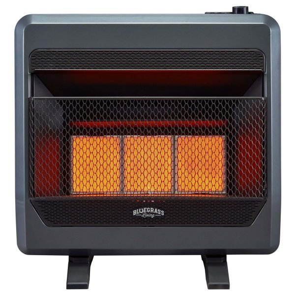 Bluegrass Living Natural Gas Vent Free Infrared Gas Space Heater With Blower and Base Feet – 30,000 BTU, T-Stat Control – Model# B30TNIR-BB