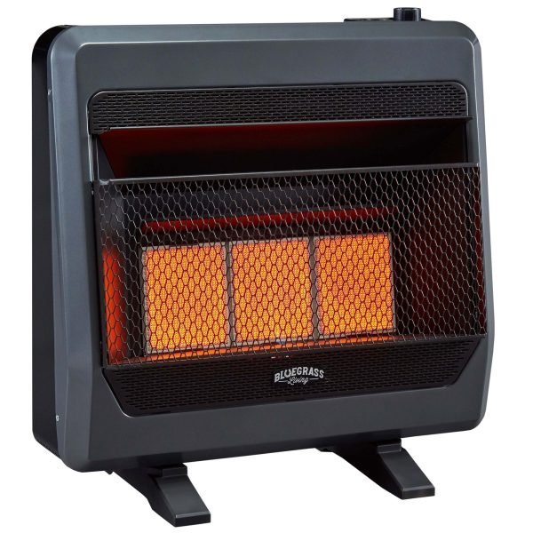 Bluegrass Living Natural Gas Vent Free Infrared Gas Space Heater With Blower and Base Feet – 30,000 BTU, T-Stat Control – Model# B30TNIR-BB
