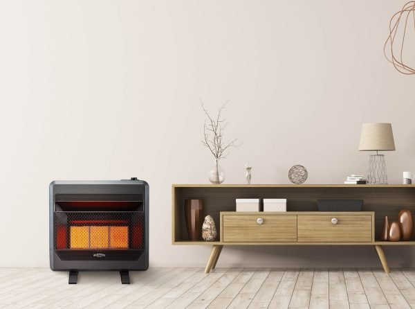 Bluegrass Living Natural Gas Vent Free Infrared Gas Space Heater With Blower and Base Feet – 30,000 BTU, T-Stat Control – Model# B30TNIR-BB