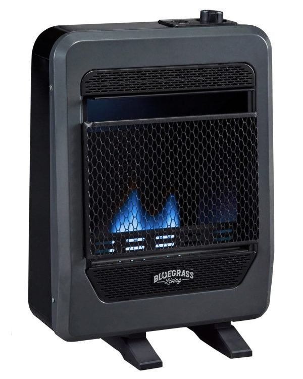 Bluegrass Living Propane Gas Vent Free Blue Flame Gas Space Heater With Base Feet – 10,000 BTU, T-Stat Control – Model# B10TPB-B