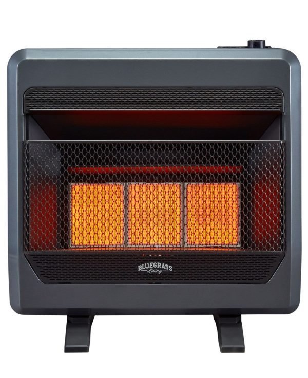 Bluegrass Living Propane Gas Vent Free Infrared Gas Space Heater With Blower and Base Feet – 28,000 BTU, T-Stat Control – Model# B28TPIR-BB