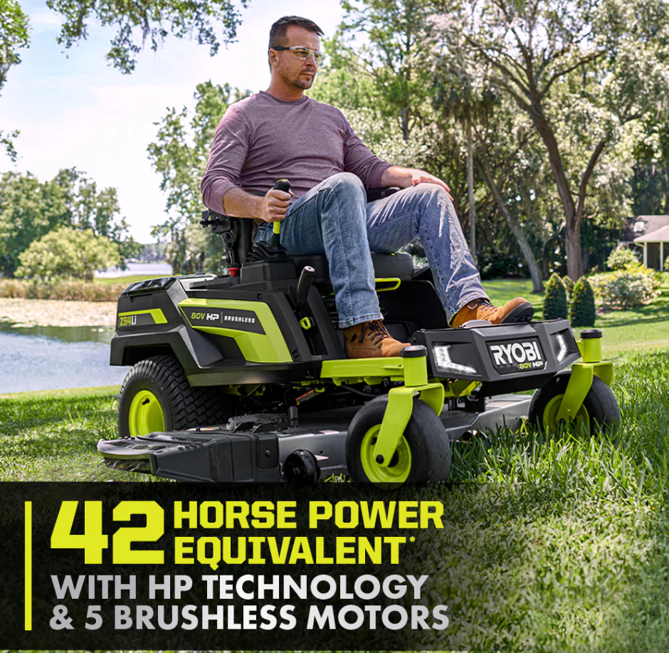 RYOBI 80V HP Brushless 54 in. Battery Electric Cordless Zero Turn Mower & Mulch Kit