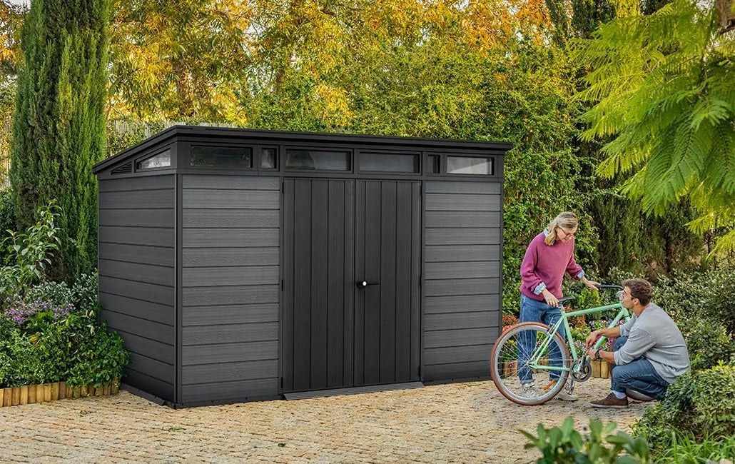 11x 7 Cortina Heavy Duty Plastic Pent Shed – Dark Grey
