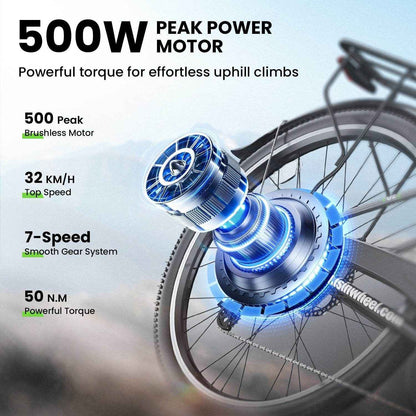 Finbike U2 Step-Thru Electric Bike 36V 13Ah Battery 75km Range