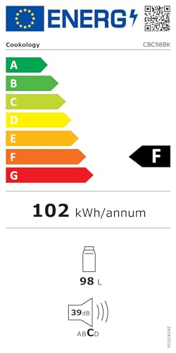 CBC98BK Under-Counter Fridge, 98 Litre Beer, Wine and Drinks Fridge with Adjustable Temperature Control, LED Light, Suitable for Cans and Bottles, Energy Efficient - in Black