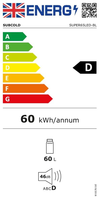 Super65 LED - Table-Top Fridge | 65L Beer, Wine & Drinks Fridge | LED Light + Lock & Key | Energy Efficient (Black)