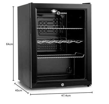 Super65 LED - Table-Top Fridge | 65L Beer, Wine & Drinks Fridge | LED Light + Lock & Key | Energy Efficient (Black)