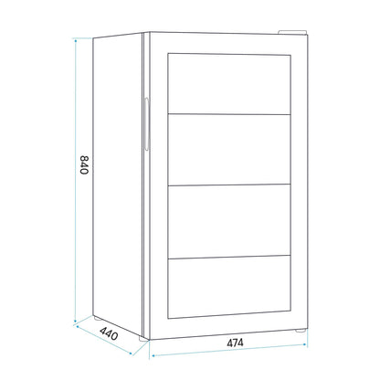 85L Under Counter Drinks/Beer & Wine Cooler Fridge with Light, Black - DH13