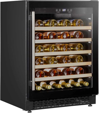 54 Bottle Wine Cellar Fridge with Digital Touch Screen Controls, 135L Capacity Cooler Cabinet, Black - DH78