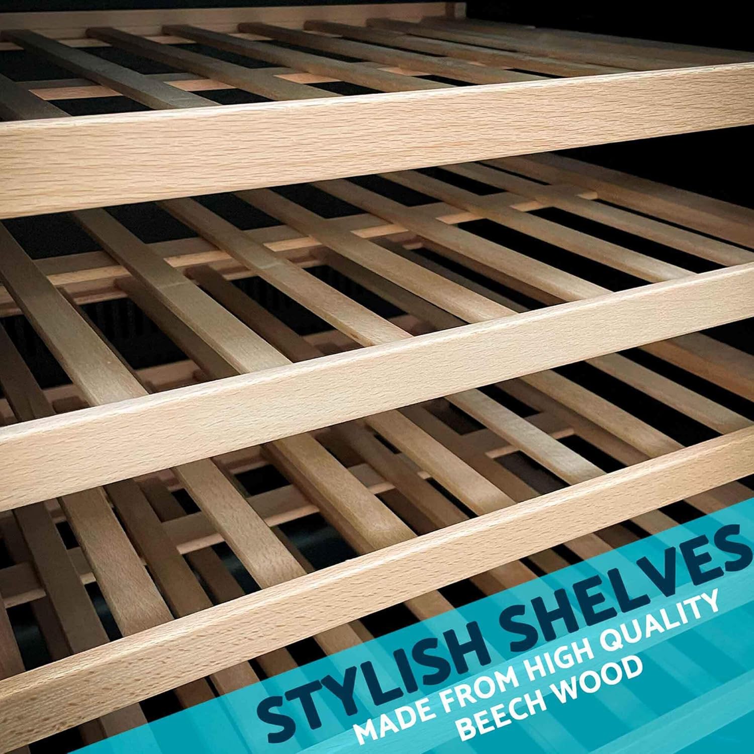 54 Bottle Wine Cellar Fridge with Digital Touch Screen Controls, 135L Capacity Cooler Cabinet, Black - DH78