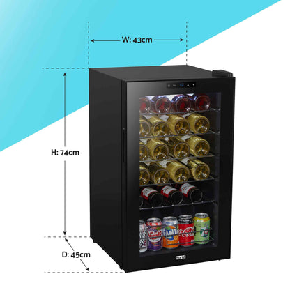 24 Bottle Wine Cooler Fridge with Digital Touch Screen Controls & LED Light, Black - DH9