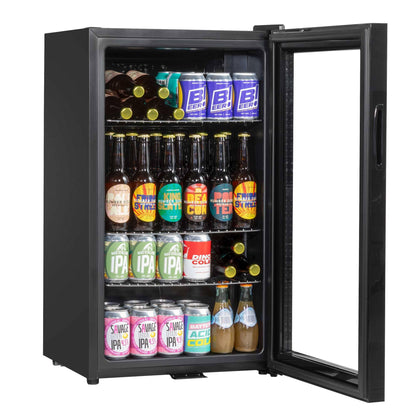 85L Under Counter Drinks/Beer & Wine Cooler Fridge with Light, Black - DH13