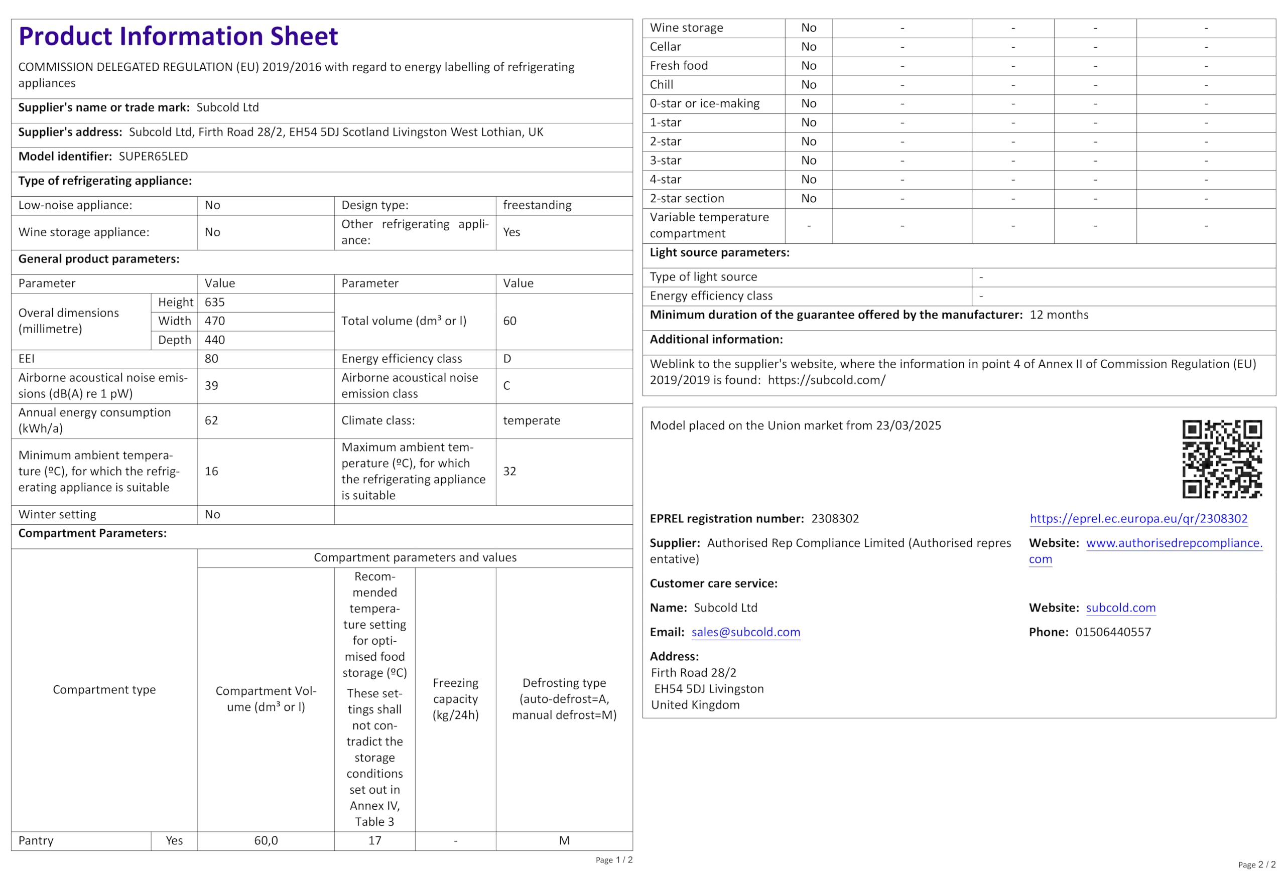 Super65 LED - Table-Top Fridge | 65L Beer, Wine & Drinks Fridge | LED Light + Lock & Key | Energy Efficient (Black)