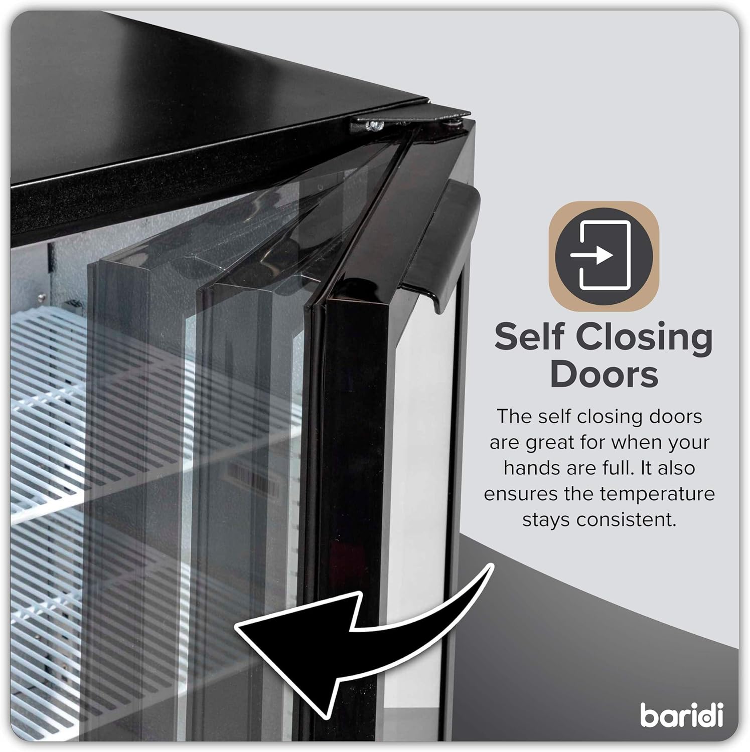 Back Bar Drinks Fridge with Hinged Double Door, 190L Capacity - DH272