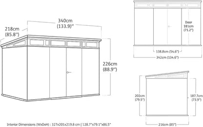 11x 7 Cortina Heavy Duty Plastic Pent Shed – Dark Grey