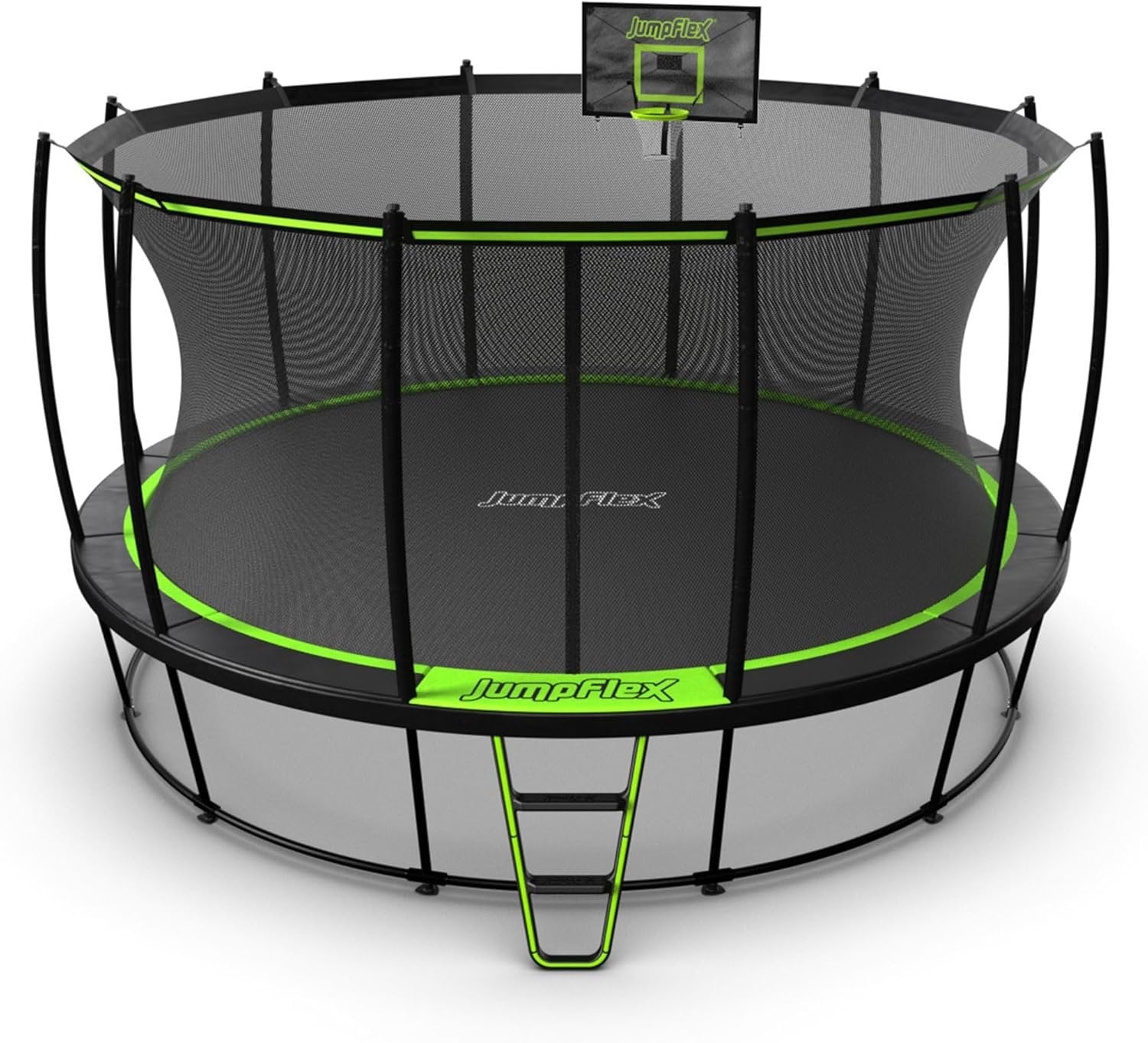 JumpFlex HERO 15 Backyard Outdoor Trampoline for Kids with Net &amp; Ladder