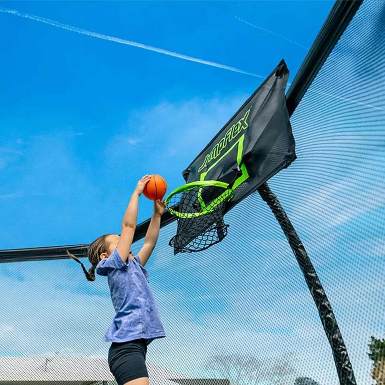 JumpFlex HERO 15 Backyard Outdoor Trampoline for Kids with Net &amp; Ladder