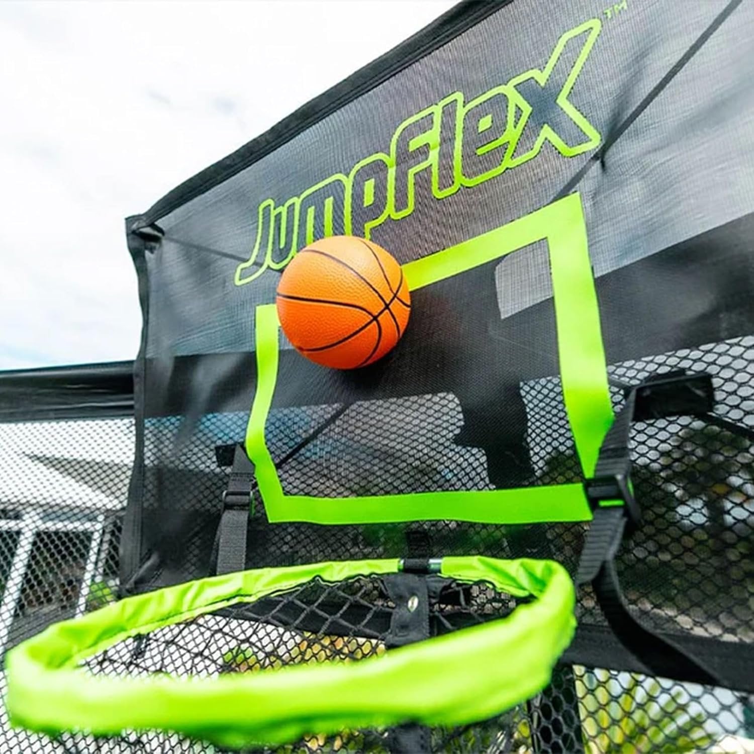 JumpFlex HERO 15 Backyard Outdoor Trampoline for Kids with Net &amp; Ladder