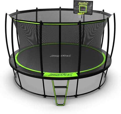 JumpFlex HERO 14 Backyard Outdoor Trampoline for Kids with Net &amp; Ladder