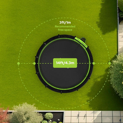 JumpFlex HERO 14 Backyard Outdoor Trampoline for Kids with Net &amp; Ladder