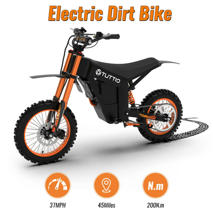 TUTTIO Soleil01 Electric Dirt Bike for Adults 200N.m High Torque 2000W Motor 48V 21Ah Battery Top Speed 37Mph All-terrain Electric Bicycles