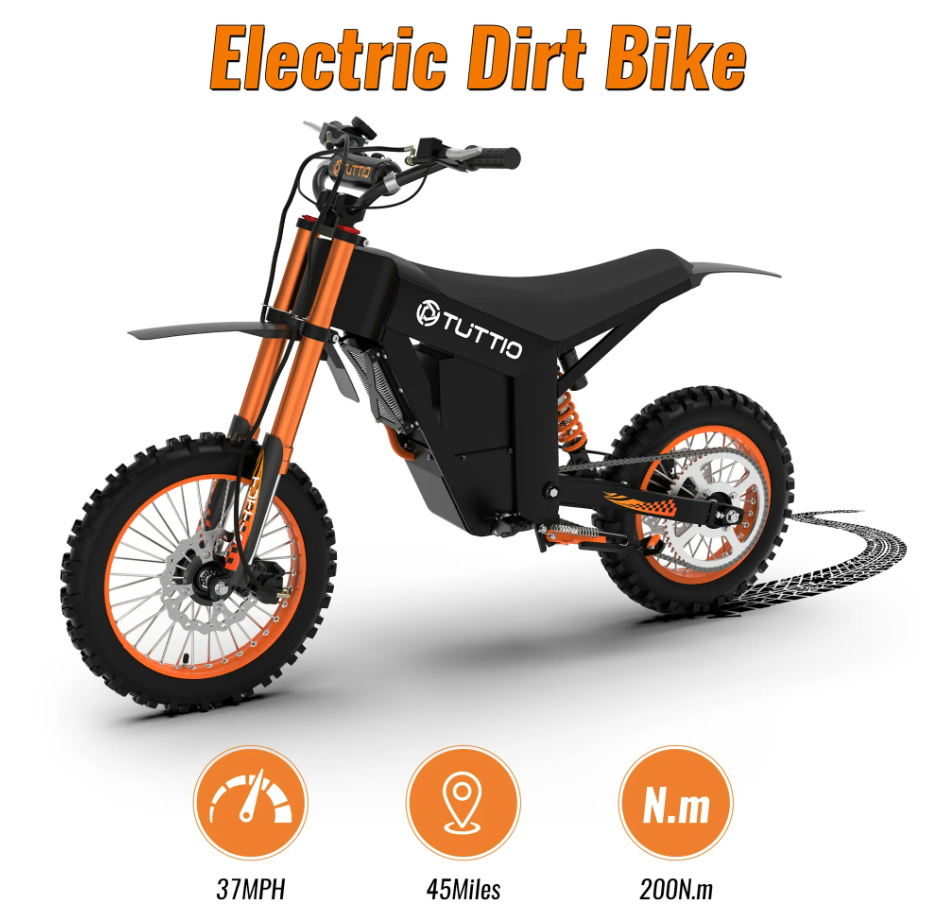 TUTTIO Soleil01 Electric Dirt Bike for Adults 200N.m High Torque 2000W Motor 48V 21Ah Battery Top Speed 37Mph All-terrain Electric Bicycles