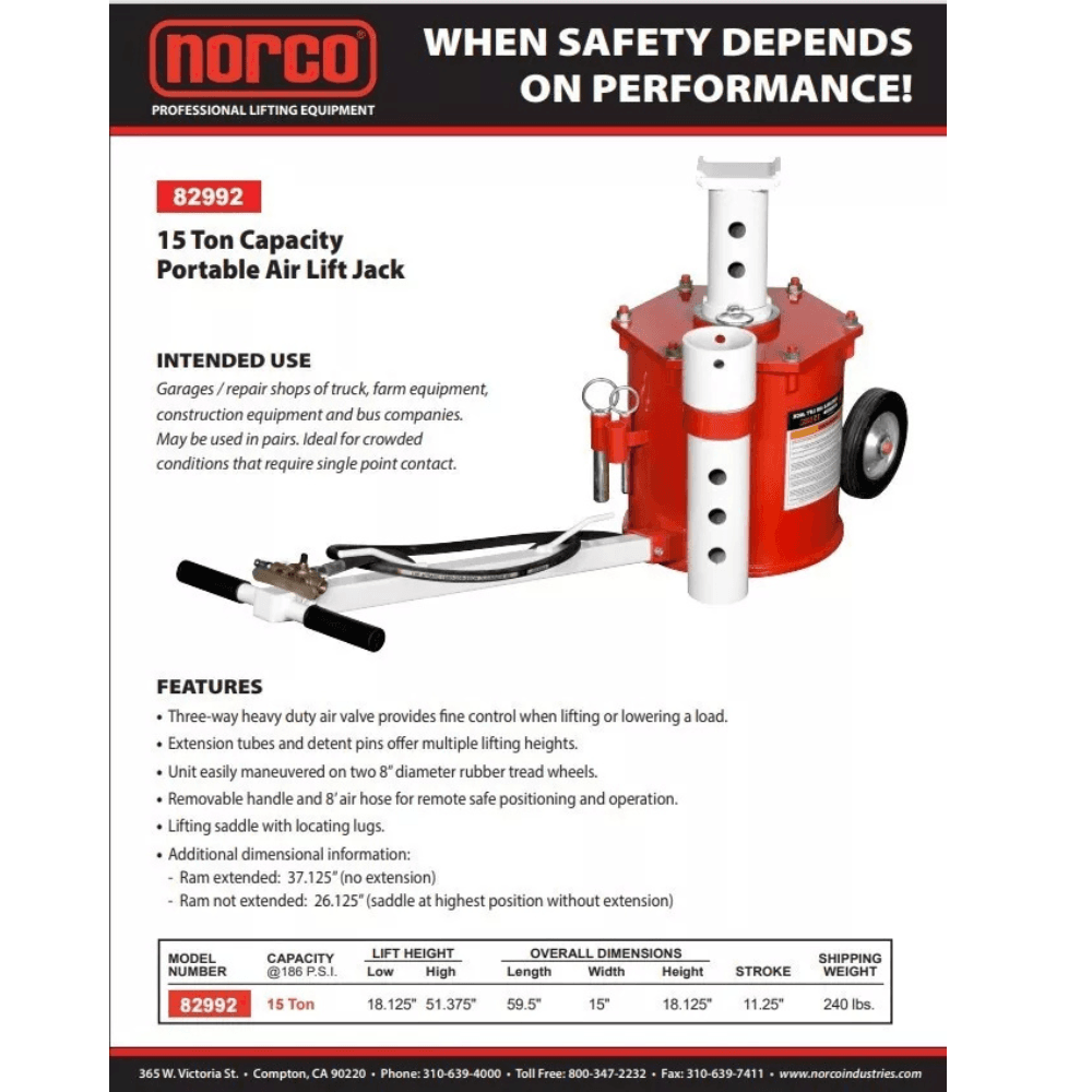 15 Ton Portable Air Lift Jack