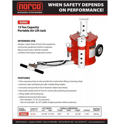 15 Ton Portable Air Lift Jack
