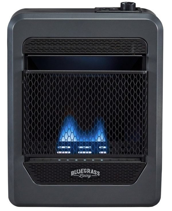 Bluegrass Living Natural Gas Vent Free Blue Flame Gas Space Heater With Base Feet – 10,000 BTU, T-Stat Control – Model# B10TNB-B