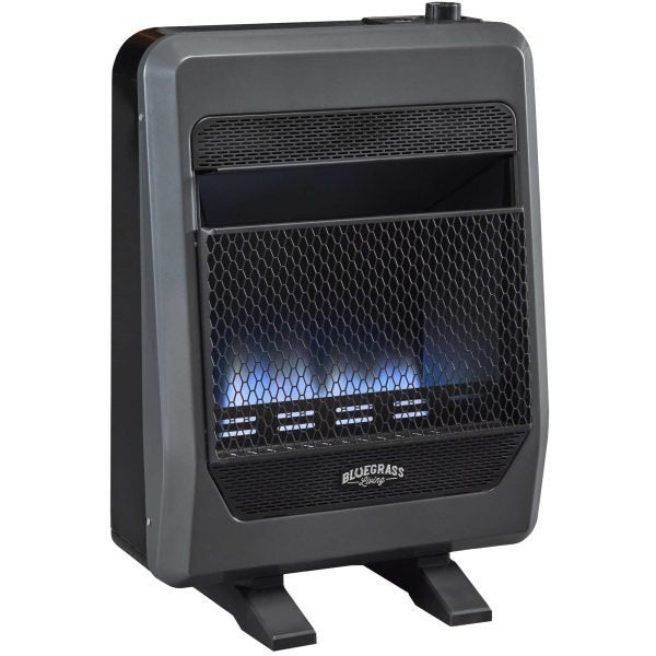 Bluegrass Living Natural Gas Vent Free Blue Flame Gas Space Heater With Blower and Base Feet – 20,000 BTU, T-Stat Control – Model# B20TNB-BB