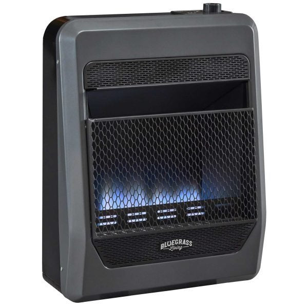 Bluegrass Living Natural Gas Vent Free Blue Flame Gas Space Heater With Blower and Base Feet – 20,000 BTU, T-Stat Control – Model# B20TNB-BB