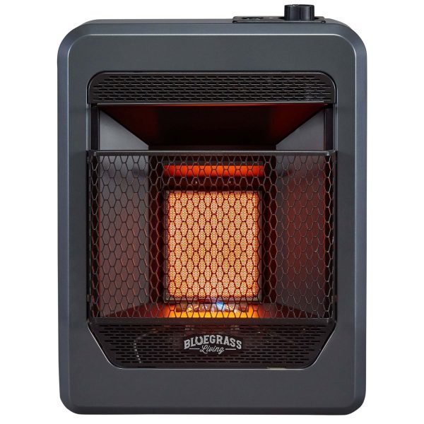 Bluegrass Living Natural Gas Vent Free Infrared Gas Space Heater With Base Feet – 10,000 BTU, T-Stat Control – Model# B10TNIR-B