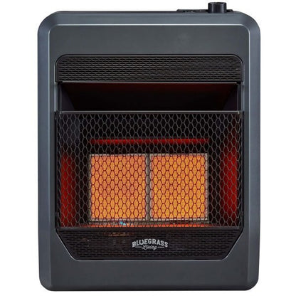 Bluegrass Living Natural Gas Vent Free Infrared Gas Space Heater With Blower and Base Feet – 20,000 BTU, T-Stat Control – Model# B20TNIR-BB