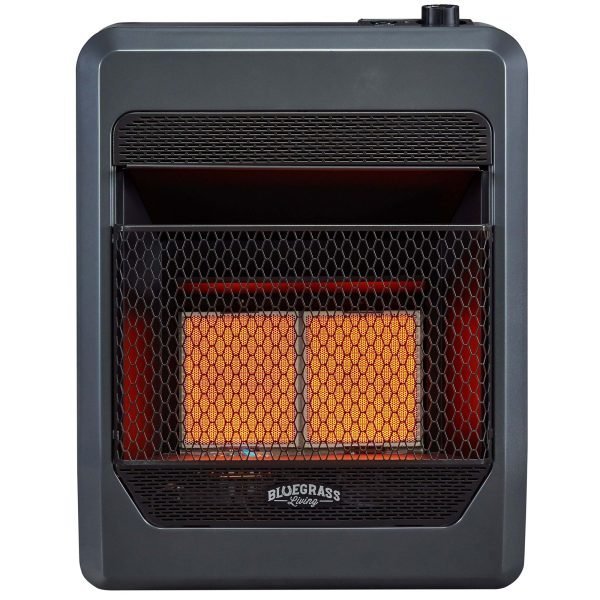 Bluegrass Living Natural Gas Vent Free Infrared Gas Space Heater With Blower and Base Feet – 20,000 BTU, T-Stat Control – Model# B20TNIR-BB