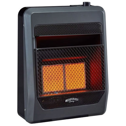 Bluegrass Living Natural Gas Vent Free Infrared Gas Space Heater With Blower and Base Feet – 20,000 BTU, T-Stat Control – Model# B20TNIR-BB