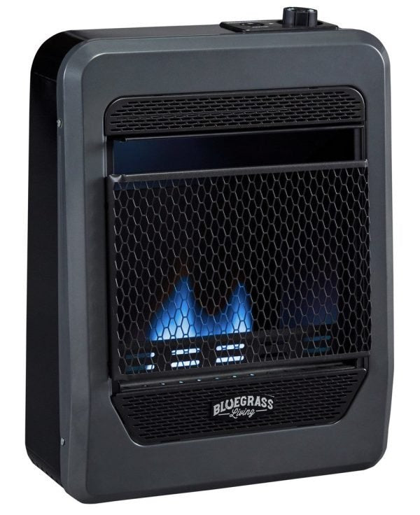 Bluegrass Living Propane Gas Vent Free Blue Flame Gas Space Heater With Base Feet – 10,000 BTU, T-Stat Control – Model# B10TPB-B