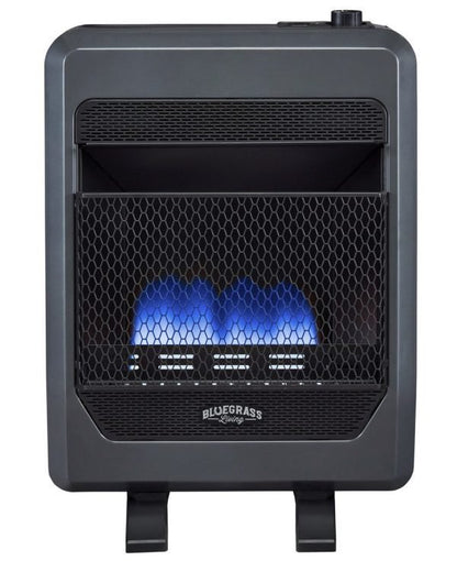 Bluegrass Living Propane Gas Vent Free Blue Flame Gas Space Heater With Blower and Base Feet – 20,000 BTU, T-Stat Control – Model# B20TPB-BB
