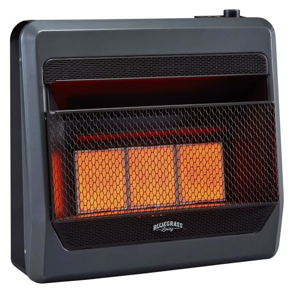 Bluegrass Living Propane Gas Vent Free Infrared Gas Space Heater With Blower and Base Feet – 28,000 BTU, T-Stat Control – Model# B28TPIR-BB